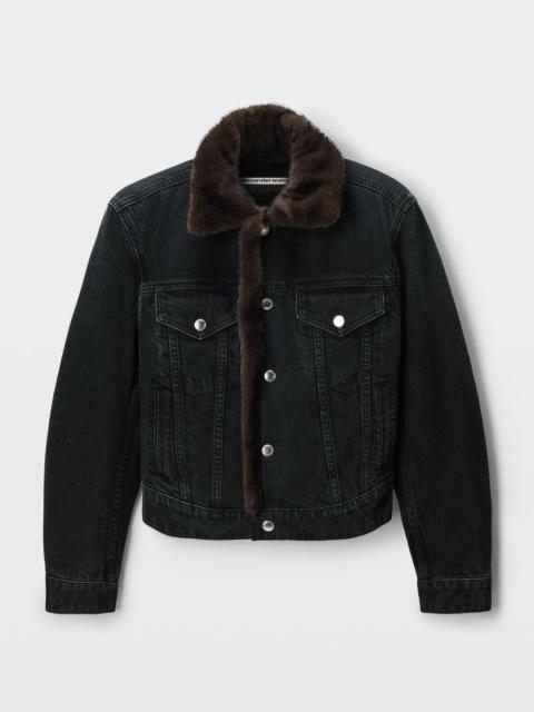 Alexander Wang FAUX FUR LINED DENIM JACKET