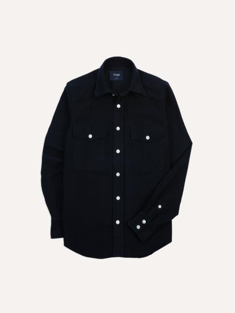 Drake's Navy Moleskin Two-Pocket Western Shirt