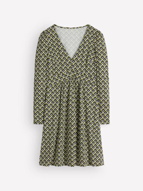 BODEN Briony Jersey Short Dress-French Navy, Geo Party