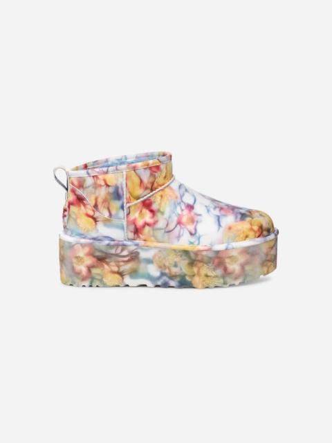 UGG ® CS Ultra Mini Platform Microfiber/Recycled Materials Classic Boots in Light Blue Floral