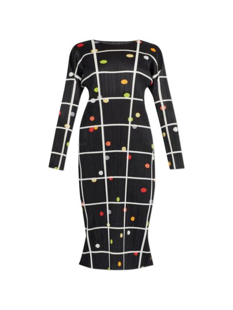 Pleats Please Issey Miyake pleated grid print dress