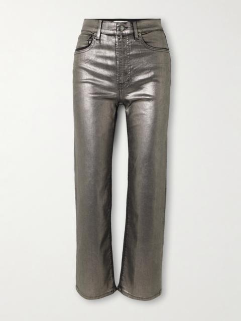 FRAME Le Sleek Metallic Coated High-rise Straight-leg Jeans