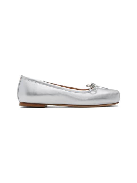 Aeyde Silver Gabriella Leather Ballerina Flats
