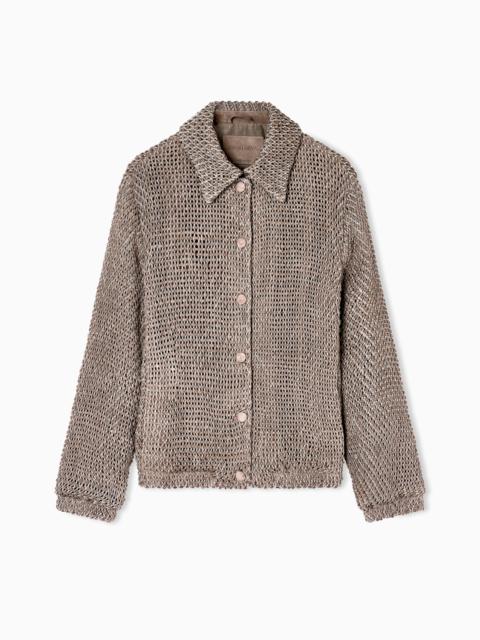 GIORGIO ARMANI WOVEN LAMBSKIN SUEDE BLOUSON