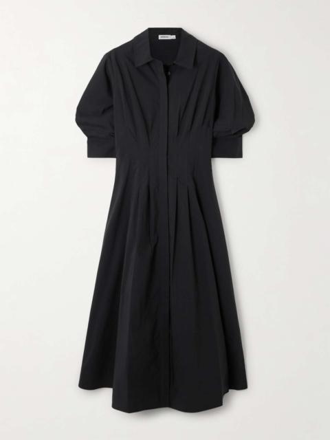 Jazz pleated cotton-blend poplin midi shirt dress Black