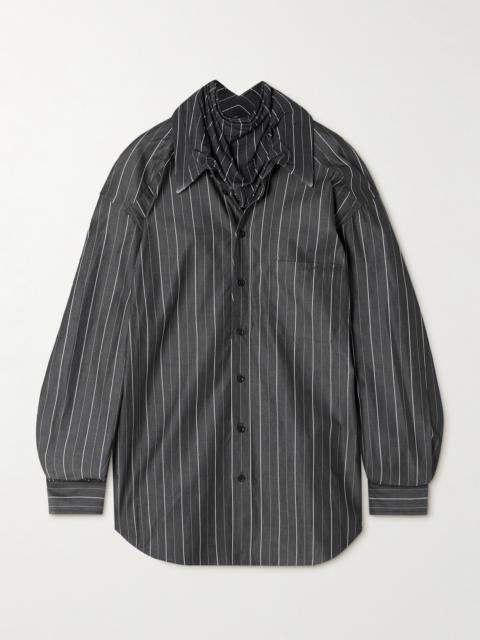Y/Project Pinstriped Jersey-trimmed Organic Cotton-poplin Shirt
