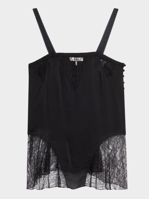 Chloé Lace-Inset Silk Cami