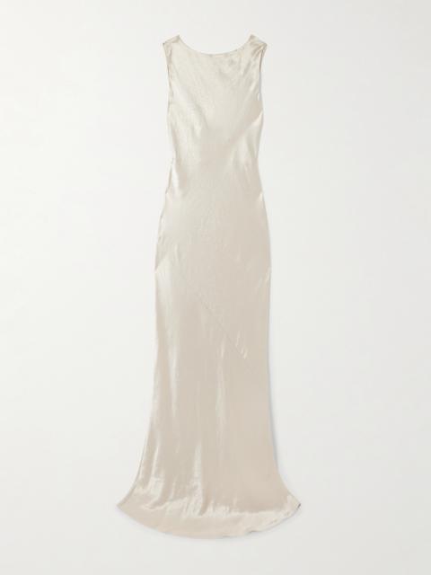 ABADIA Draped Hammered-satin Gown
