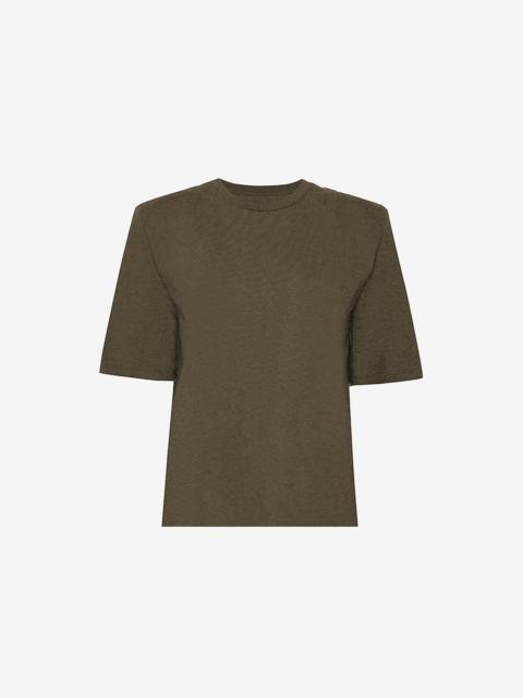 The Frankie Shop Carrington Padded Shoulder Tee - Olive