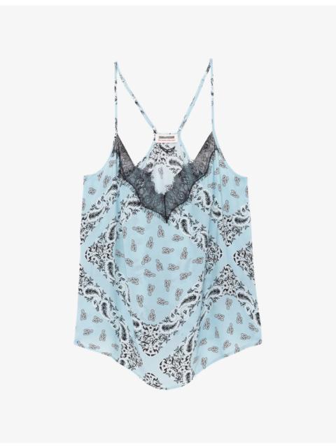 Zadig & Voltaire Cespa V-Neck Bandana-Print Woven Cami