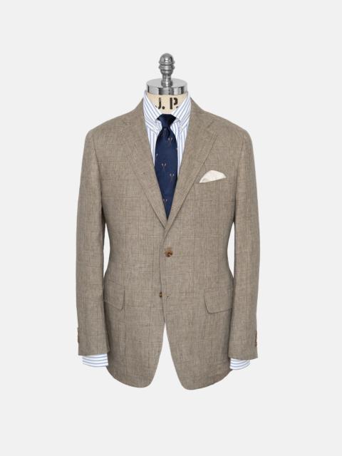 J. PRESS MADE-IN-USA TAN PRINCE OF WALES LINEN SPORT COAT