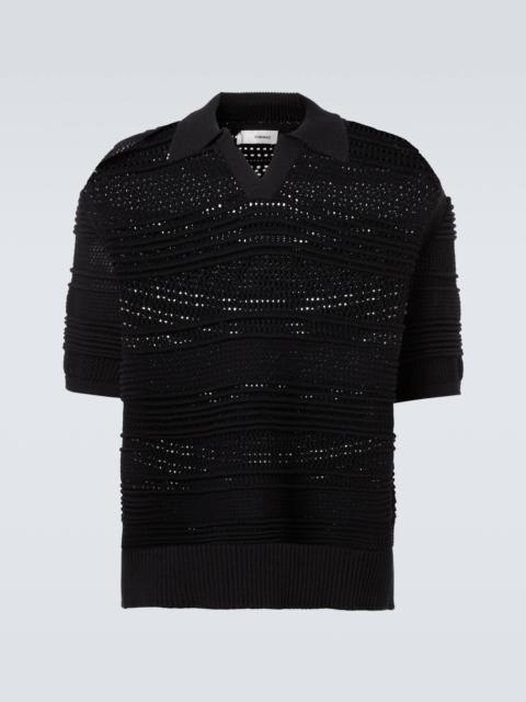 COMMAS Crochet cotton-blend polo shirt