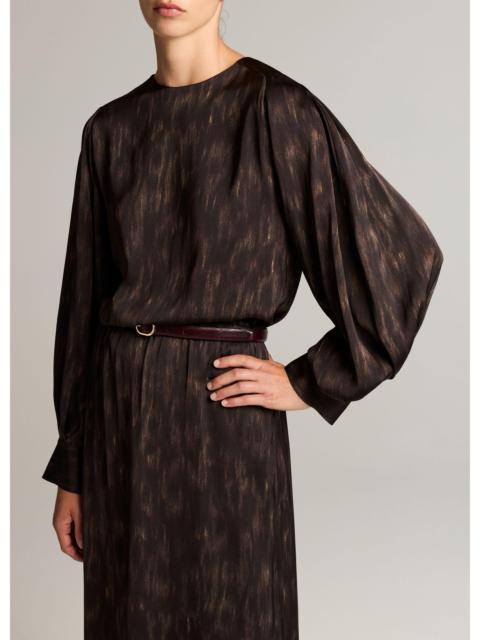 Vince Spotted Satin Tie-Neck Raglan Top