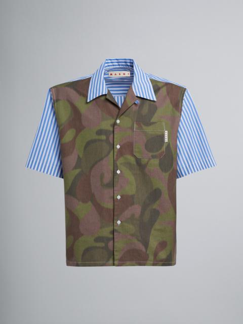 Marni 50S CAMO PRINT MIXED MATERIAL BOWLING SHIRT