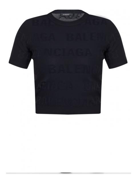 BALENCIAGA Allover Logo cropped pullover