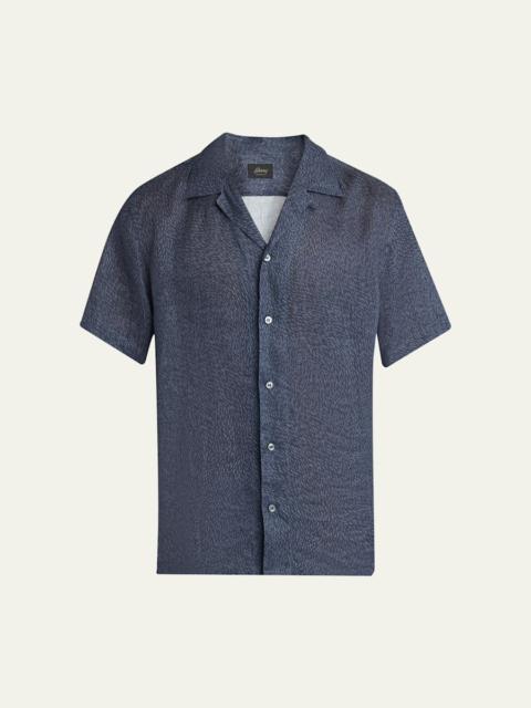 Brioni Men's Linen Pines-Print Camp Shirt
