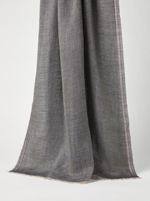 Brunello Cucinelli Linen and silk chevron scarf with selvedge