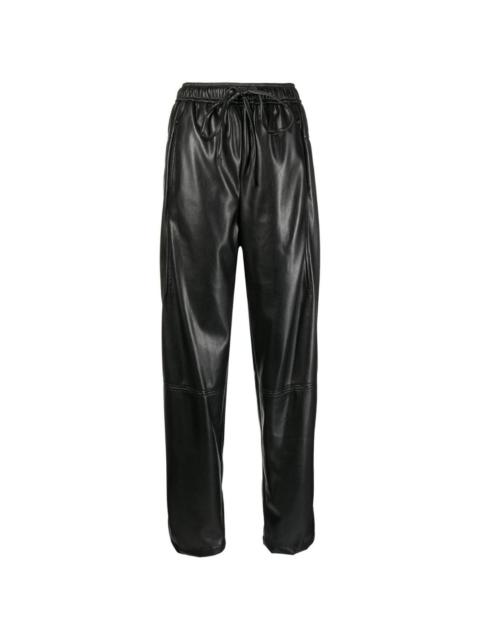 faux-leather drawstring trousers