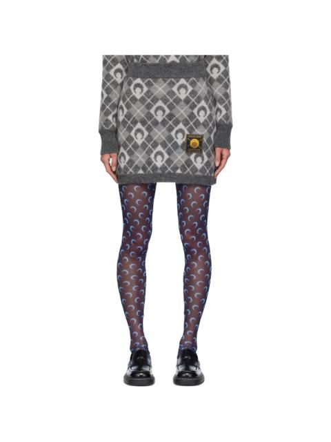Marine Serre Gray Moon Argyle Knit Miniskirt