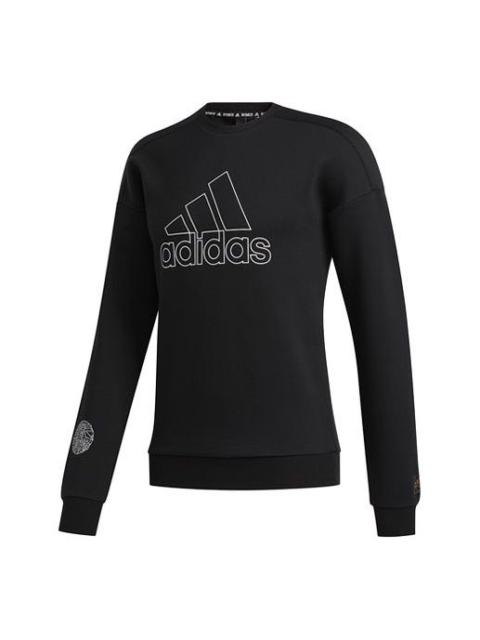 adidas Logo Printing Sports Pullover Black FU6222