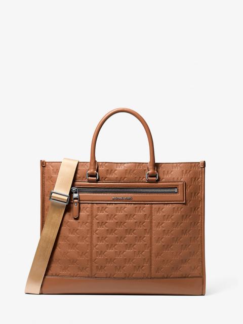 MICHAEL KORS Jet Set Logo Embossed Leather Tote Bag