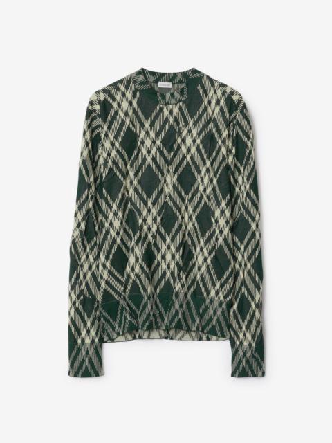Burberry Check Cotton Blend Sweater