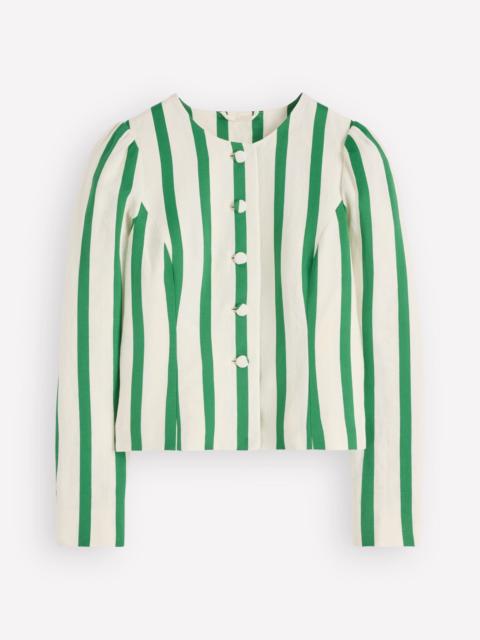 BODEN Salisbury Jacket-Ivory, Fresh Green Stripe