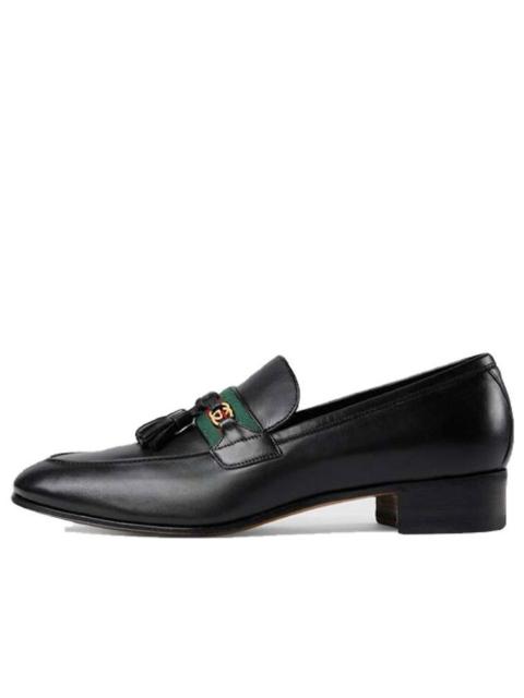 GUCCI Gucci Interlocking G Tassel Leather Loafers 'Black' 624720-1W610-1066