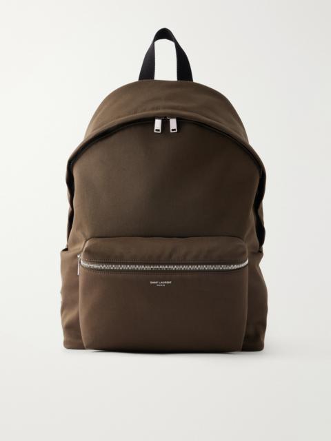 SAINT LAURENT City Leather-Trimmed Twill Backpack