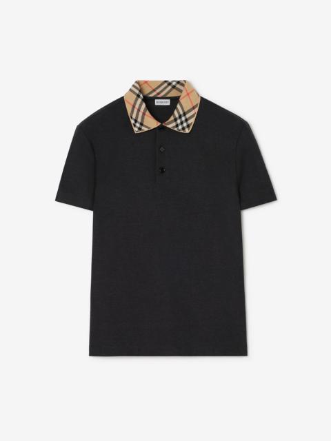 Burberry Check Collar Cotton Polo Shirt