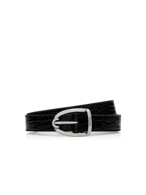 TOM FORD PRINTED ALLIGATOR ANGLED BUCKLE BELT