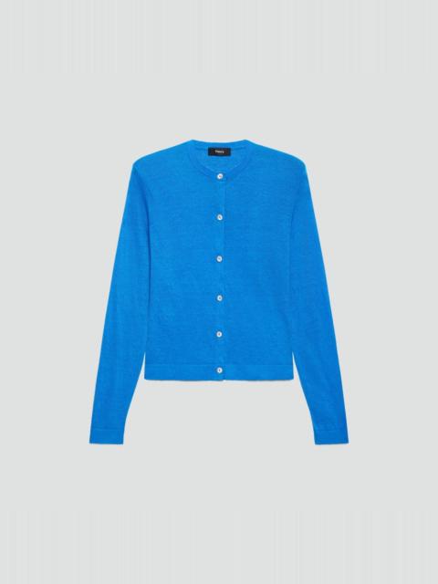 Theory Crewneck Cardigan in Linen Knit