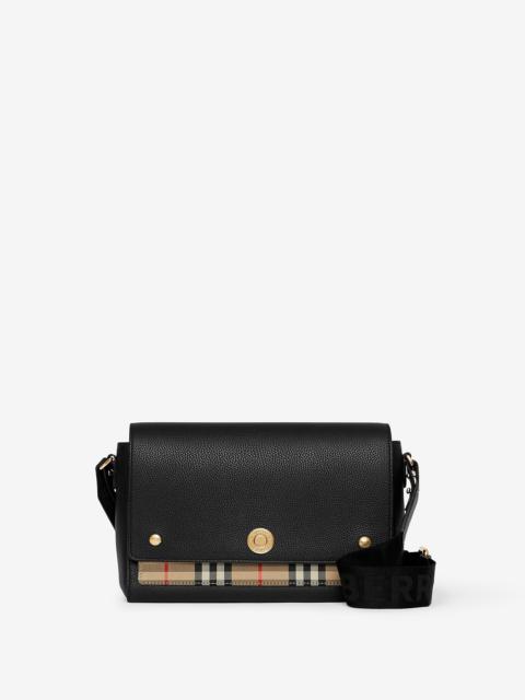 Leather and Vintage Check Note Crossbody Bag