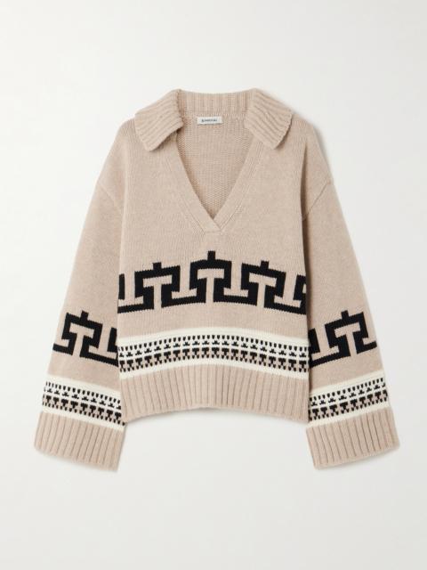 SIMKHAI O'reilly Intarsia Wool And Cashmere-blend Sweater