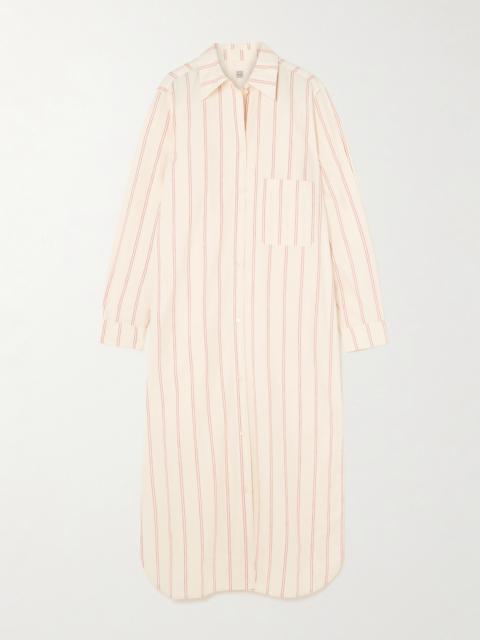 TOTEME Striped Cotton And Silk-blend Midi Shirt Dress