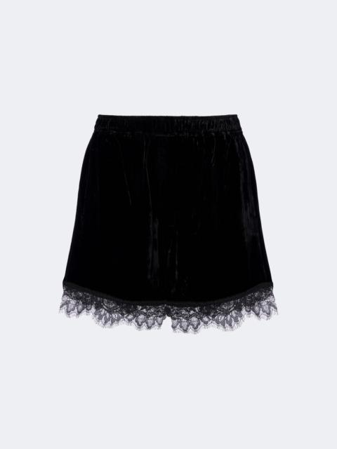 GANNI Lace-trimmed velvet shorts