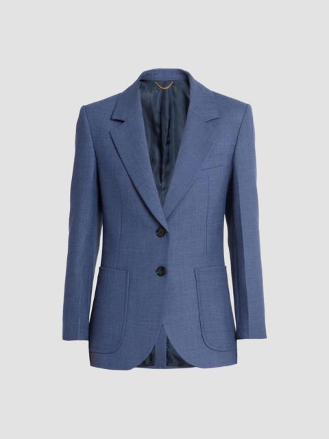 Victoria Beckham Women's Stretch-Wool Patch-Pocket Jacket - Dusk Blue Melange