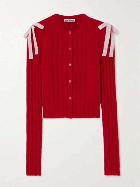 Molly Goddard Charlotte cutout bow-embellished ribbed wool cardigan