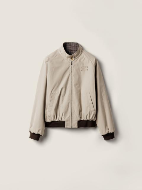 Miu Miu Reversible houndstooth check and Panama cotton blouson jacket