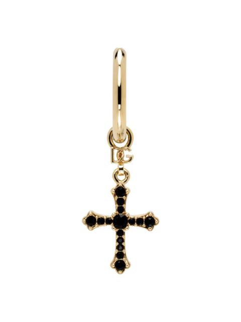 Gold & Black Cross Single Earring