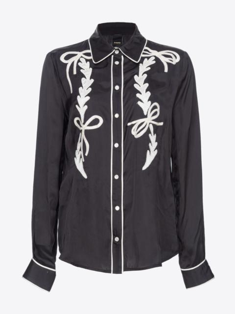 PINKO SATIN SHIRT WITH RODEO EMBROIDERY
