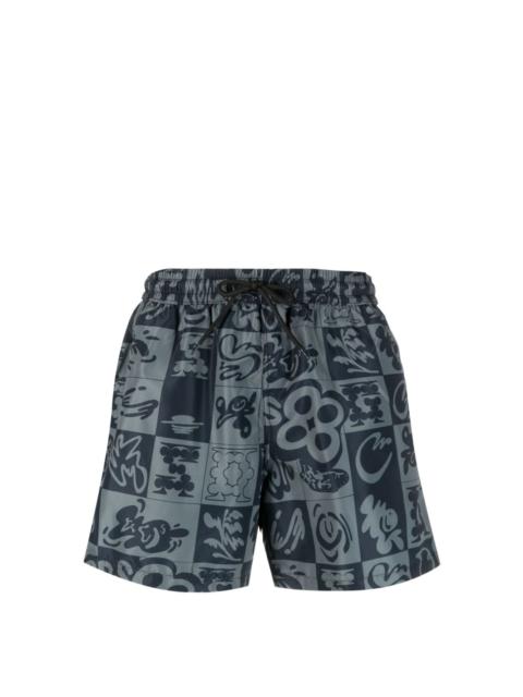 GCDS checkerboard-print swim shorts