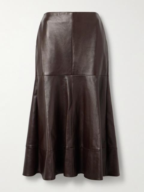BRANDON MAXWELL The Preston Paneled Leather Midi Skirt