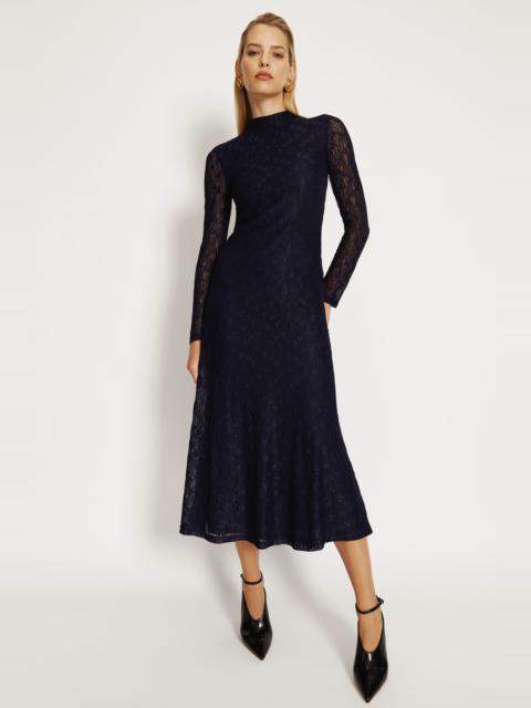 BARDOT Ola Long Sleeve Midi Dress In Navy