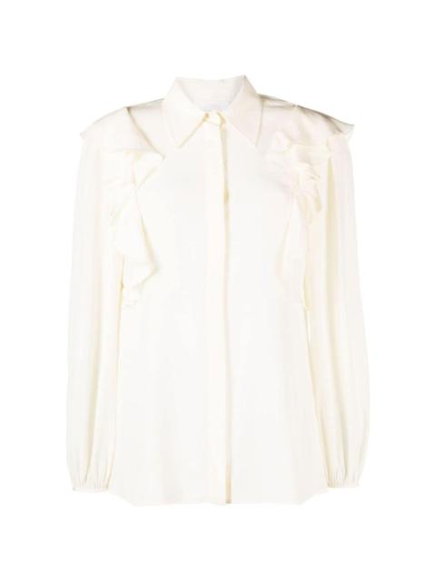 draped panels bishop-sleeves blouse