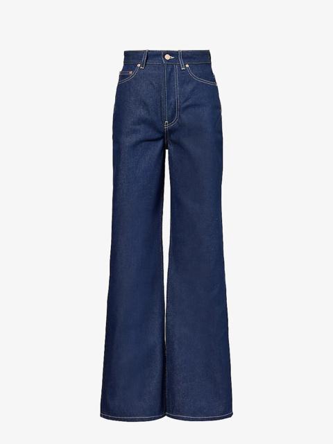 Madonna embroidered wide-leg mid-rise jeans