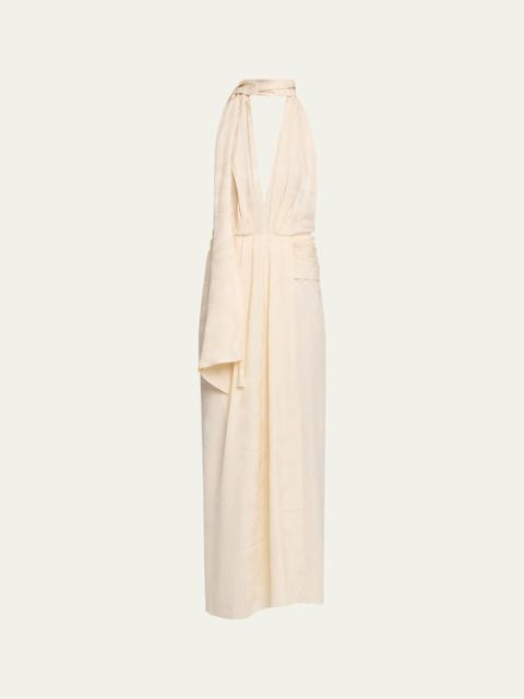 Johanna Ortiz Wildly Beautiful Plunging Halter Maxi Dress