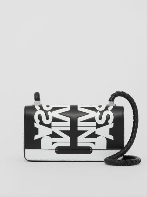 Slogan Print Leather Crossbody Bag