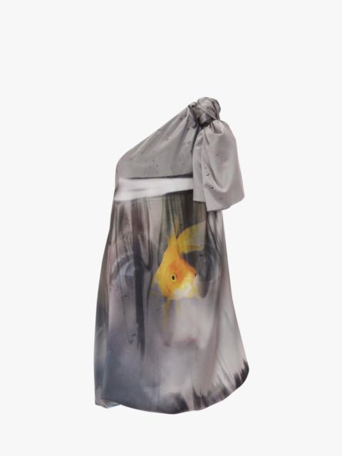 JW Anderson PRINTED ONE SHOULDER KNOT DRESS