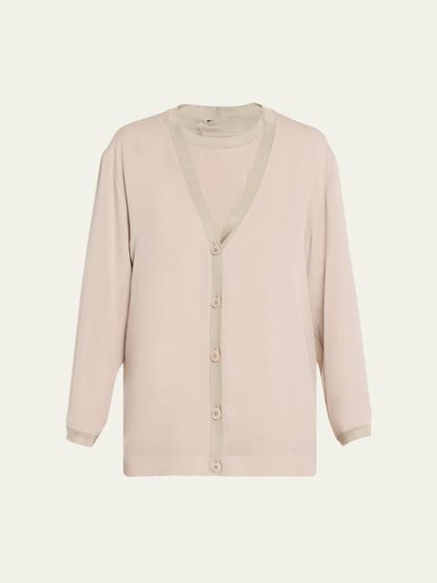 GIORGIO ARMANI Silk V-Neck Cardigan